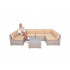 Set mobilier gradina 7 piese, canapea modulara colt L sau U, perne groase, masa cu blat sticla, technoratan, bej [7]