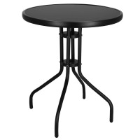 Masa rotunda pentru gradina sau balcon, blat din sticla securizata fumurie, 60 x 70 cm, negru Masa rotunda pentru gradina sau balcon, blat din sticla securizata fumurie, 60 x 70 cm, negru