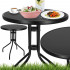 Masa rotunda pentru gradina sau balcon, blat din sticla securizata fumurie, 60 x 70 cm, negru [13]