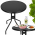 Masa rotunda pentru gradina sau balcon, blat din sticla securizata fumurie, 60 x 70 cm, negru [11]