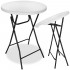 Masa catering profesionala pentru evenimente, inalta, cu picioare metal pliabile, rotunda, d 80 cm, h 110 cm, alb [4]