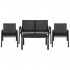 Set mobilier gradina 4 piese, masa cu sticla securizata, 2 scaune si canapea, cadru metalic, negru [18]
