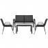 Set mobilier gradina 4 piese, masa cu sticla securizata, 2 scaune si canapea, cadru metalic, negru [4]