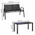 Set mobilier gradina 4 piese, masa cu sticla securizata, 2 scaune si canapea, cadru metalic, negru [29]