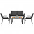 Set mobilier gradina 4 piese, masa cu sticla securizata, 2 scaune si canapea, cadru metalic, negru [7]