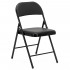 Scaun pliabil tapitat cu spatar, utilizare interior sau exterior, cadru metalic, 40x42x76 cm, maxim 120 kg, negru [14]