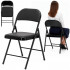 Scaun pliabil tapitat cu spatar, utilizare interior sau exterior, cadru metalic, 40x42x76 cm, maxim 120 kg, negru [21]