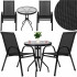 Set mobilier gradina, 2 scaune si masa rotunda, blat sticla, cadru metalic, 60x70 cm, negru [2]