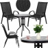 Set mobilier gradina, 2 scaune si masa rotunda, blat sticla, cadru metalic, 60x70 cm, negru [4]