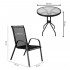 Set mobilier gradina, 2 scaune si masa rotunda, blat sticla, cadru metalic, 60x70 cm, negru [31]