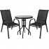 Set mobilier gradina, 2 scaune si masa rotunda, blat sticla, cadru metalic, 60x70 cm, negru [5]