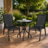 Set mobilier gradina, 2 scaune si masa rotunda, blat sticla, cadru metalic, 60x70 cm, negru [32]