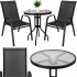 Set mobilier gradina, 2 scaune si masa rotunda, blat sticla, cadru metalic, 60x70 cm, negru [6]