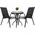 Set mobilier gradina, 2 scaune si masa rotunda, blat sticla, cadru metalic, 60x70 cm, negru [7]