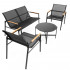 Set mobilier gradina 4 locuri, canapea 2 locuri, 2 scaune si masa rotunda sticla, cadru metalic, 119x71x82 cm, negru [2]