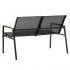 Set mobilier gradina 4 locuri, canapea 2 locuri, 2 scaune si masa rotunda sticla, cadru metalic, 119x71x82 cm, negru [12]