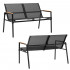 Set mobilier gradina 4 locuri, canapea 2 locuri, 2 scaune si masa rotunda sticla, cadru metalic, 119x71x82 cm, negru [18]