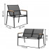 Set mobilier gradina 4 locuri, canapea 2 locuri, 2 scaune si masa rotunda sticla, cadru metalic, 119x71x82 cm, negru [20]