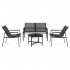 Set mobilier gradina 4 locuri, canapea 2 locuri, 2 scaune si masa rotunda sticla, cadru metalic, 119x71x82 cm, negru [4]