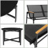 Set mobilier gradina 4 locuri, canapea 2 locuri, 2 scaune si masa rotunda sticla, cadru metalic, 119x71x82 cm, negru [22]