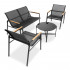 Set mobilier gradina 4 locuri, canapea 2 locuri, 2 scaune si masa rotunda sticla, cadru metalic, 119x71x82 cm, negru [24]