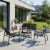 Set mobilier gradina 4 locuri, canapea 2 locuri, 2 scaune si masa rotunda sticla, cadru metalic, 119x71x82 cm, negru [27]
