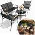 Set mobilier gradina 4 locuri, canapea 2 locuri, 2 scaune si masa rotunda sticla, cadru metalic, 119x71x82 cm, negru [6]