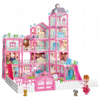 Casa de papusi pentru copii cu 374 piese, animale, mobilier si accesorii, 80x60x50 cm, roz Casa de papusi pentru copii cu 374 piese, animale, mobilier si accesorii, 80x60x50 cm, roz