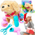 Catel interactiv pentru copii cu sunete, mers, melodii, lesa si accesorii de ingrijire, 23x12x21 cm, bej [2]