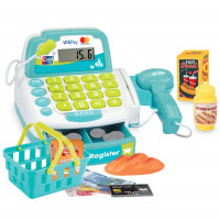 Casa de marcat pentru copii, cu lumini si sunete, include produse, cos de cumparaturi si bani Casa de marcat pentru copii, cu lumini si sunete, include produse, cos de cumparaturi si bani