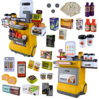 Set magazin pentru copii cu lada si roti, sunete, rafturi multiple, 48x30x58 cm, multicolor