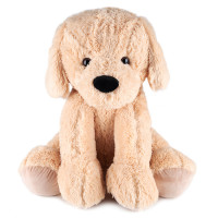 Jucarie plusata catel urias, foarte moale si pufoasa, 60x50 cm, maro