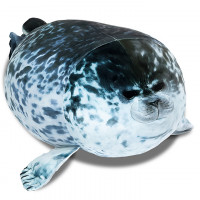 Foca de plus moale 60 cm, jucarie pufoasa pentru copii si adulti, pernuta decorativa gri