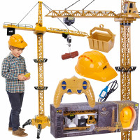 Macara construction RC pentru copii, 128 cm, cu lumini, sunete si accesorii incluse