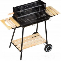 Gratar metalic pe carbuni, tava cromata, cu spita pentru rotisor, 104x88x45cm