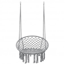 Scaun rotund tip leagan suspendat pentru casa sau gradina, cu franjuri, 150kg, gri Scaun rotund tip leagan suspendat pentru casa sau gradina, cu franjuri, 150kg, gri