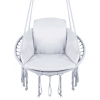 Scaun rotund Sersimo tip leagan suspendat cu perna Confort casa sau gradina, gri Scaun rotund Sersimo tip leagan suspendat cu perna Confort casa sau gradina, gri