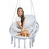 Scaun rotund Sersimo tip leagan suspendat cu perna Confort casa sau gradina, gri [7]