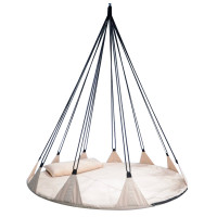 Leagan de gradina XXL Sersimo, suspendat tip pat, 150cm, bej