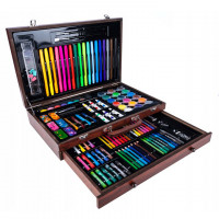 Set desen si pictura XL 130 piese cu valiza din lemn, 37x23x8 cm, multicolor Set desen si pictura XL 130 piese cu valiza din lemn, 37x23x8 cm, multicolor