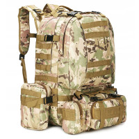 Rucsac militar pentru drumetie, impermeabil, ultra usor, 4 in 1, 50litri, culoare combat camuflaj