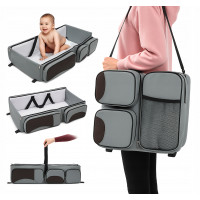 Geanta multifunctionala pentru mamici 3 in 1, cu functie de masa de infasat si patut portabil pentru bebelusi, design pliabil, 5 buzunare pentru scute