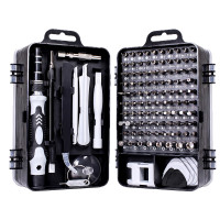 Set surubelnite de precizie 135 piese, cu 114 biti Imbus, Torx, cruce si drepti, prelungitoare, penseta, magnetizator si accesorii pentru demontarea c