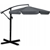 Umbrela de gradina cu brat lateral, inclinabila, panza poliester 160 g/mp, husa de protectie, 300 cm, gri
