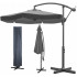 Umbrela de gradina cu brat lateral, inclinabila, panza poliester 160 g/mp, husa de protectie, 300 cm, gri [11]