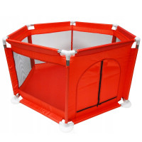 Tarc loc de joaca pentru copii sau bebe, material textil, rosu, 130x60cm