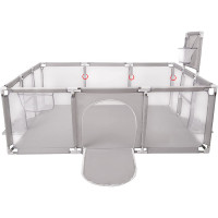 Tarc loc de joaca XXL pentru copii sau bebe, material textil, gri, 230x122x62cm