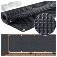 Paravan terasa balcon din plastic poliratan, rezistenta ridicata la conditii meteorologice, 500x90 cm, negru