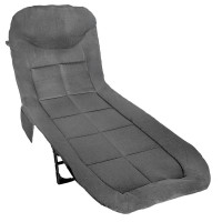 Pat pliabil camping Deluxe Trip cu spatar reglabil tip sezlong, 200x65x32 cm, gri