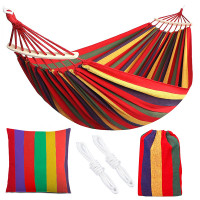 Hamac dublu cu bara lemn Sersimo, 260x150 cm, multicolor Hamac dublu cu bara lemn Sersimo, 260x150 cm, multicolor